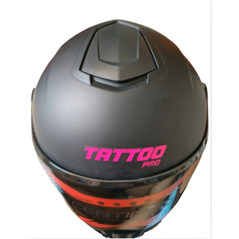 Casco Negro Con Rosa Tatoo Pro Negro Monocolor Mate M