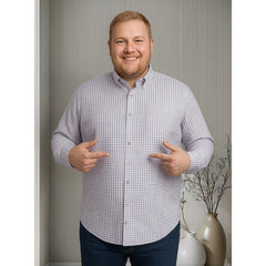 Camisa Big Kong Blanca Cuadros Azul Rojo Hombre Grande-XL