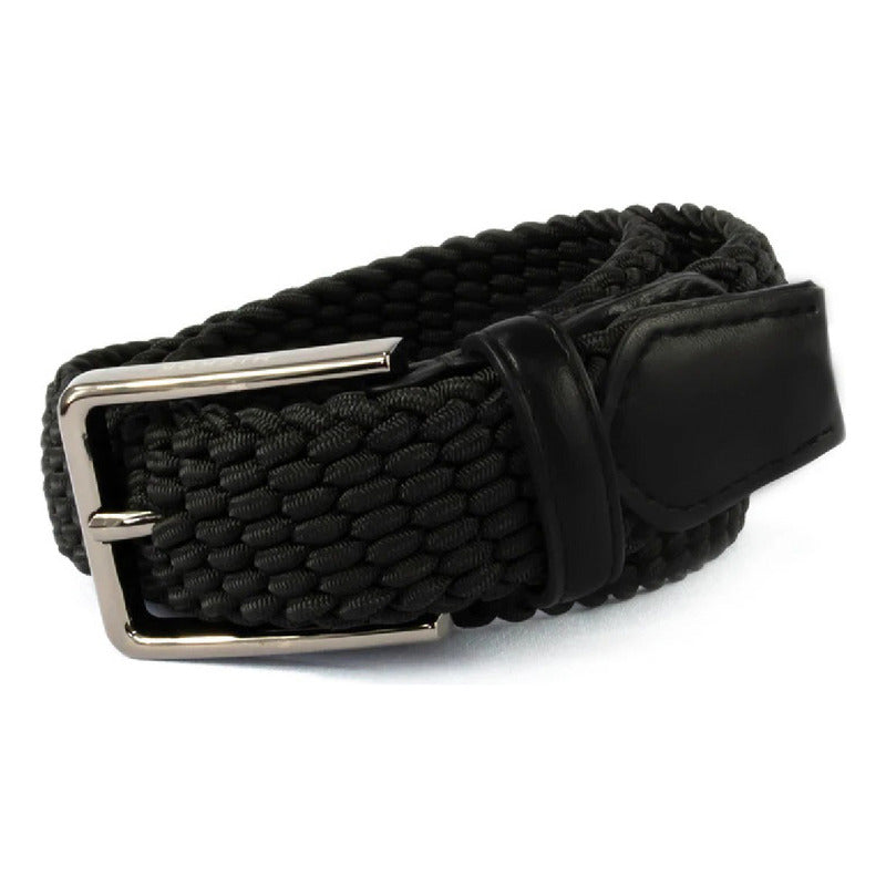 Cinturon Hickok Trenzado Stretch Nero Ajuste Flexible Hombre-38-40