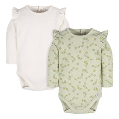 Pañalero Gerber Pack 2 Piezas Blanco Verde Manga Larga Bebé