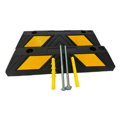 Par Topes Estacionamiento Phasa Hule Negro/amarillo 56cm Color Negro