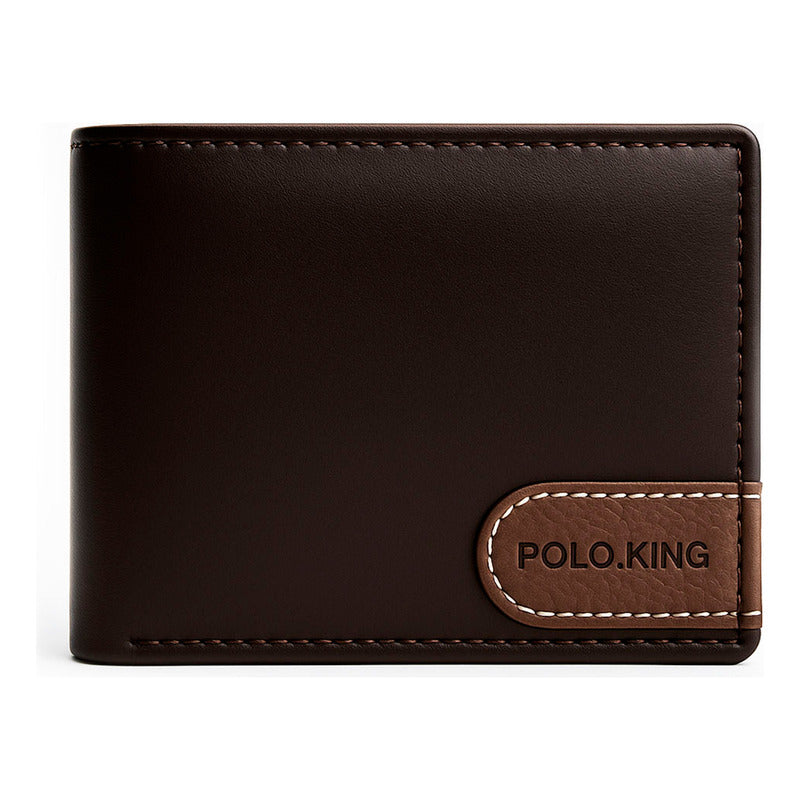 Cartera Negra Para Hombre Curve Café De Piel Sintética Polo Café