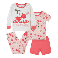 Pijama Gerber 4 Piezas Niña Algodón Blanco Rojo