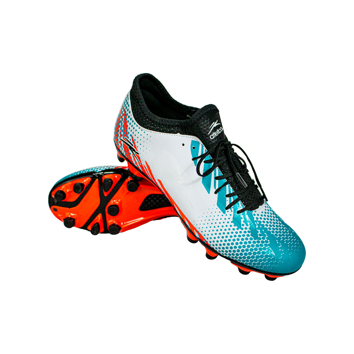 Zapatos de Futbol Atletica FT13-326 Pasto firme Tacos Tachones Blanco/Aqua