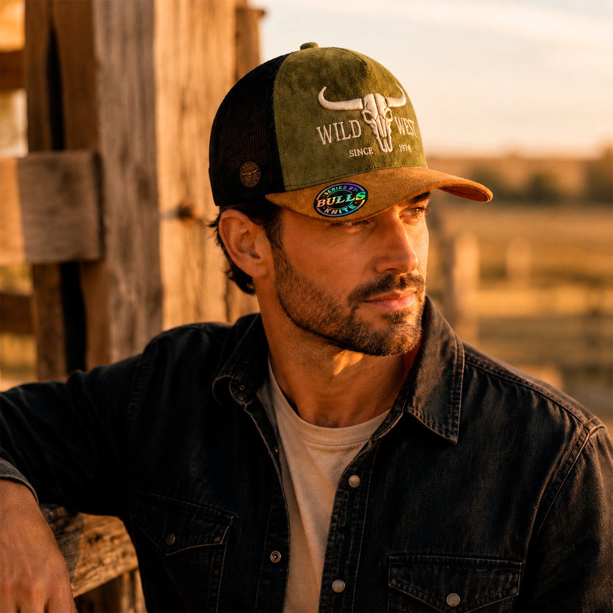 Gorra Trucker Knite Bulls Vaquero Sacred Land 1974 Gamuza