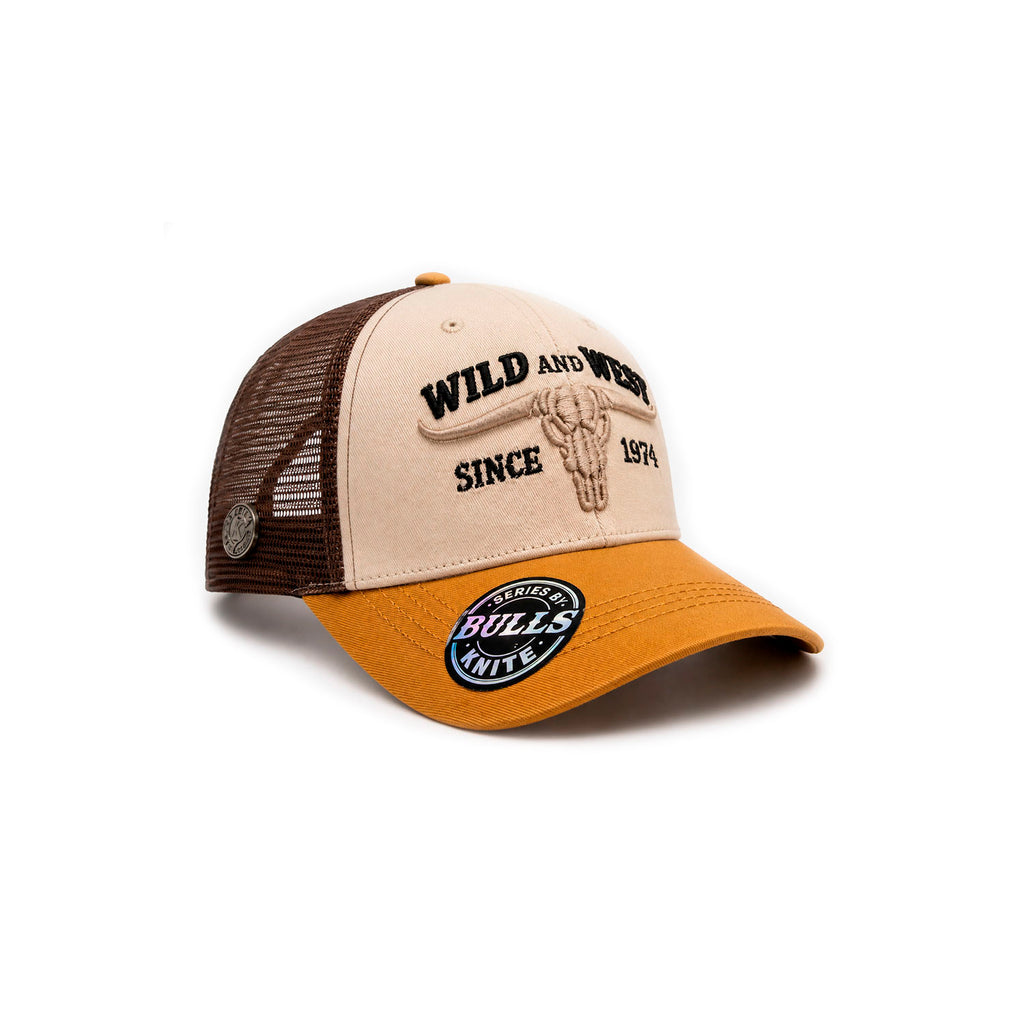 Gorra Hombre Bulls Trucker Vaquero Wild and West 1974 Beige