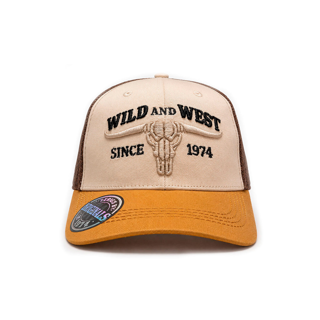 Gorra Hombre Bulls Trucker Vaquero Wild and West 1974 Beige