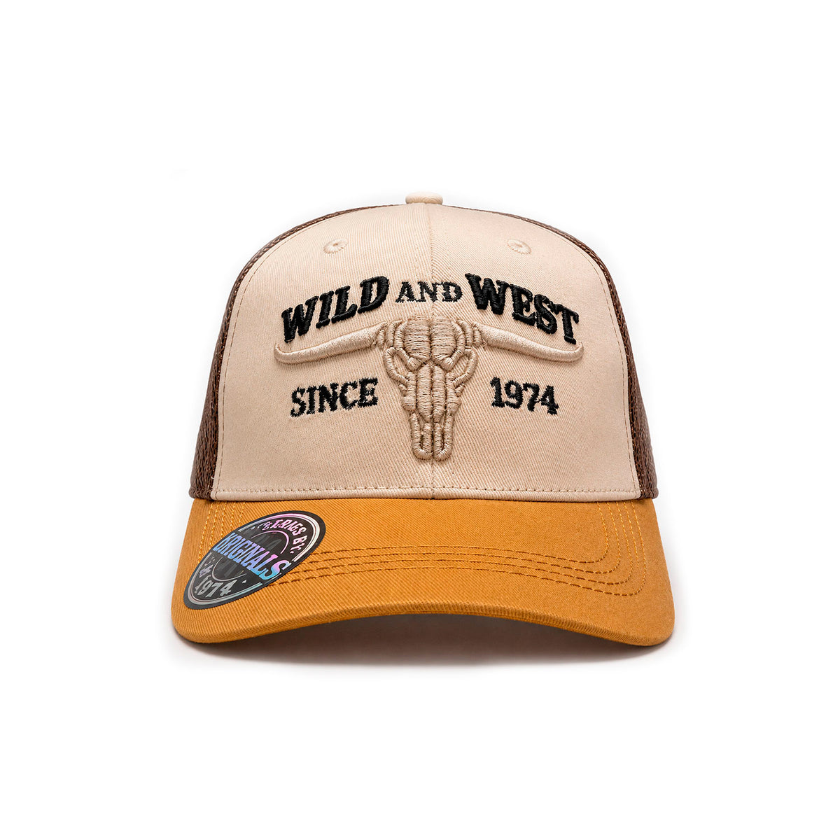 Gorra Hombre Bulls Trucker Vaquero Wild and West 1974 Beige