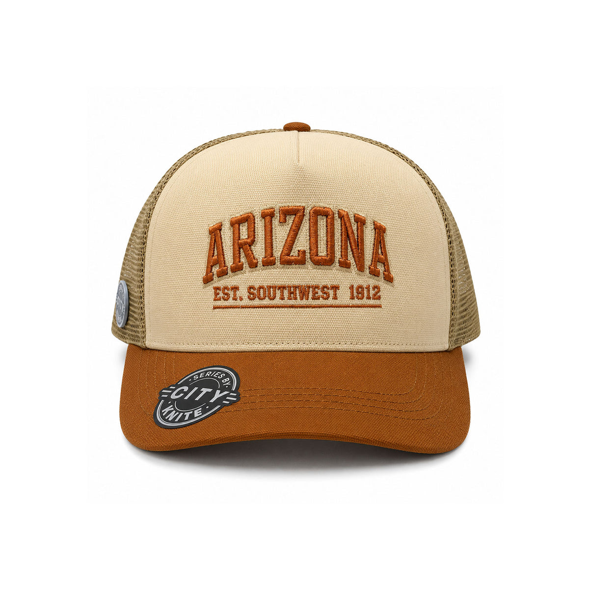 Knite Gorra Trucker para Hombre de Malla Transpirable Arizona Beige y Cafe