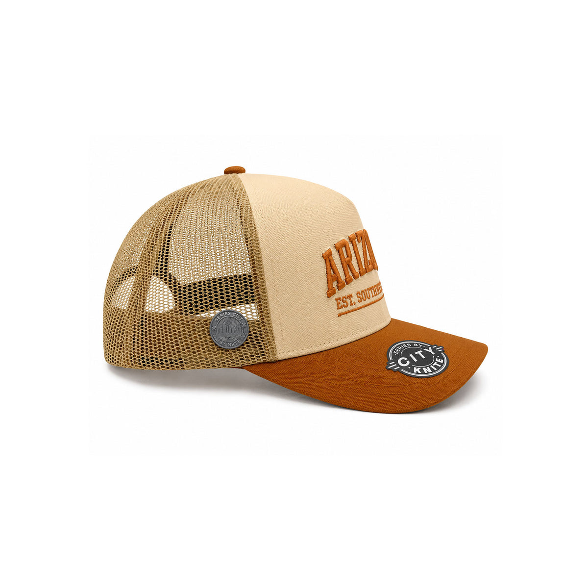 Knite Gorra Trucker para Hombre de Malla Transpirable Arizona Beige y Cafe