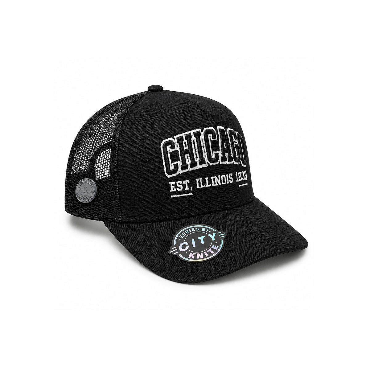 Knite Gorra Trucker para Hombre de Malla Transpirable Chicago Negra