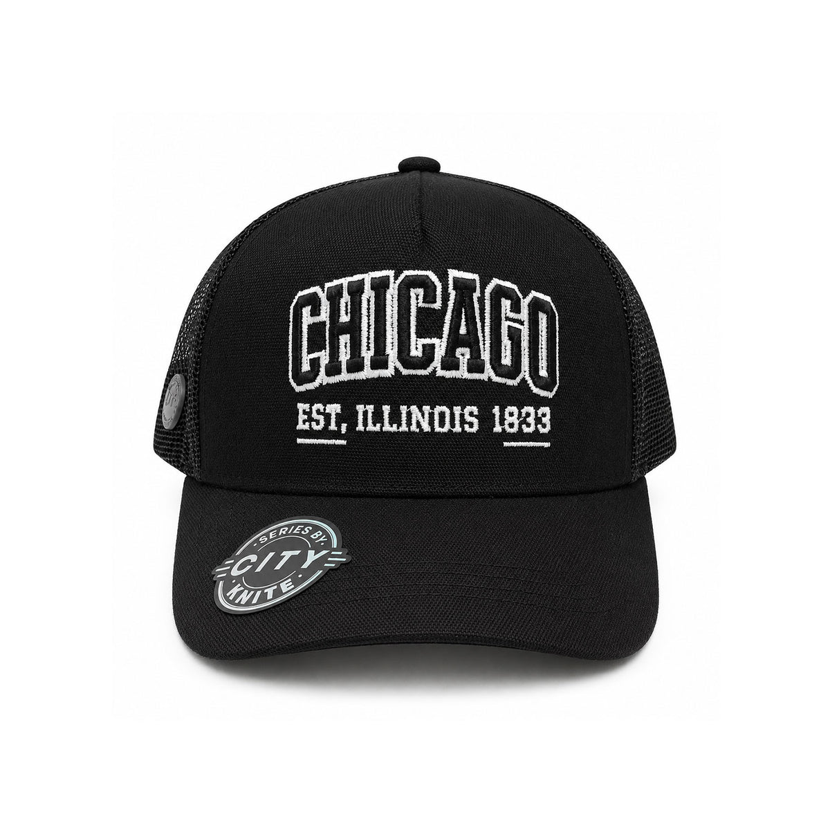 Knite Gorra Trucker para Hombre de Malla Transpirable Chicago Negra