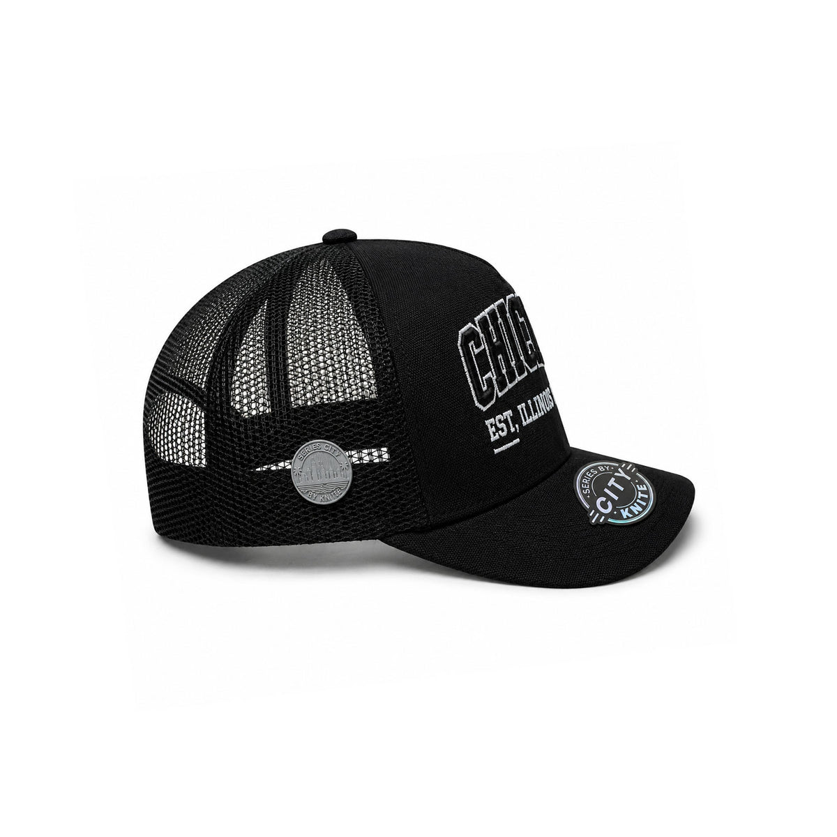 Knite Gorra Trucker para Hombre de Malla Transpirable Chicago Negra