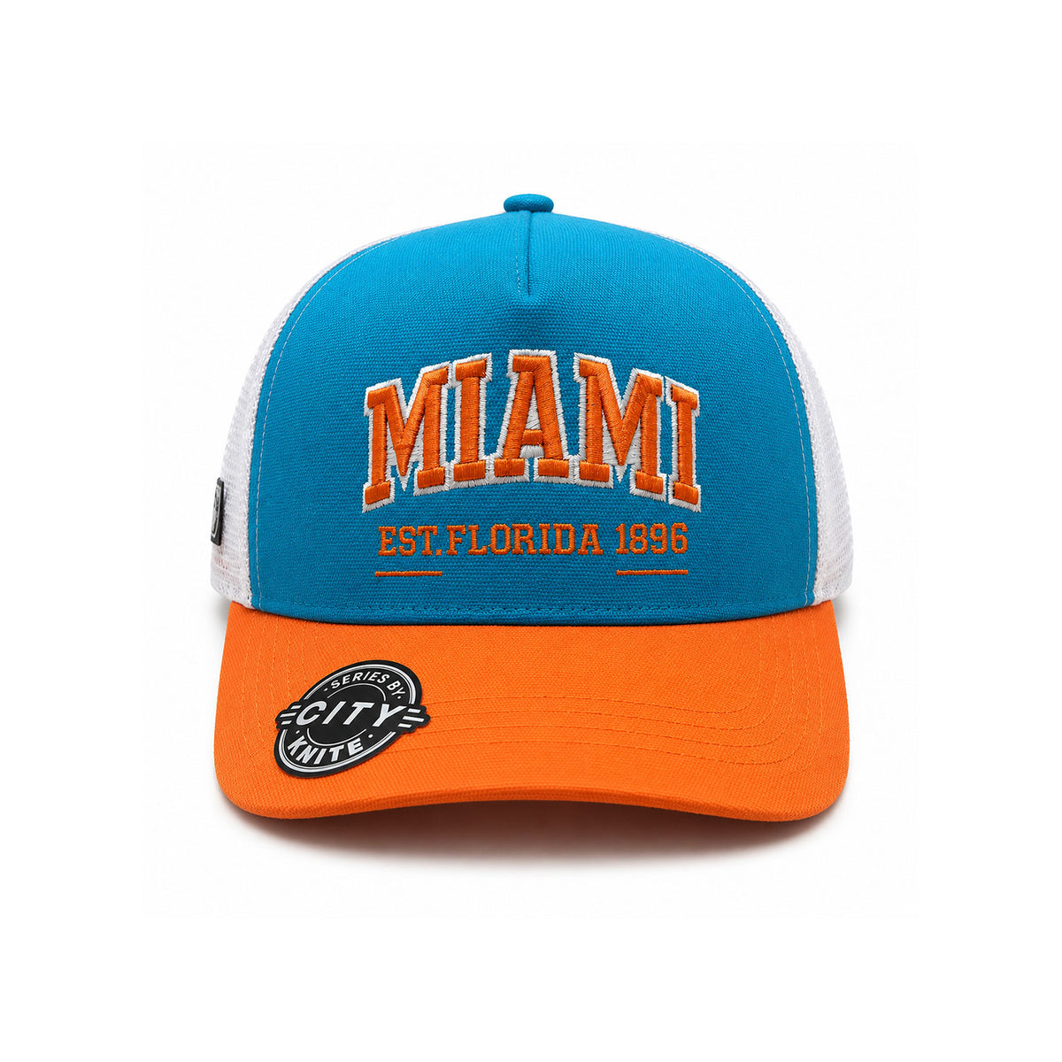 Knite Gorra Trucker para Hombre de Malla Transpirable Miami Florida Azul Naranja