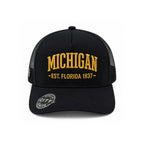 Knite Gorra Trucker para Hombre de Malla Transpirable Michigan Negra y Amarillo
