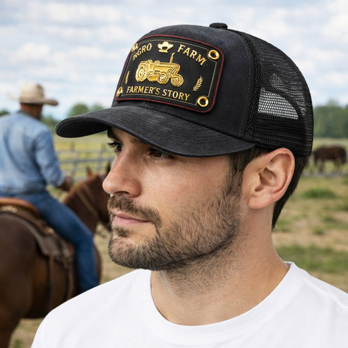 Gorra Knite Farmer Agro Negro Trucker Ajustable