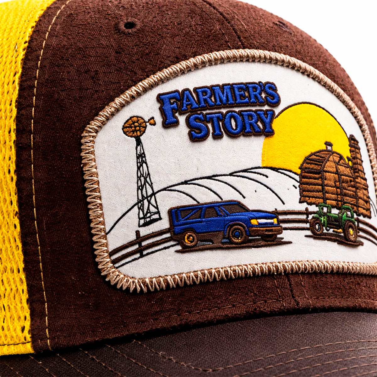 Gorra Barn Blue Trucker Ajustable Estilo Granja Farmer Agro amarillo