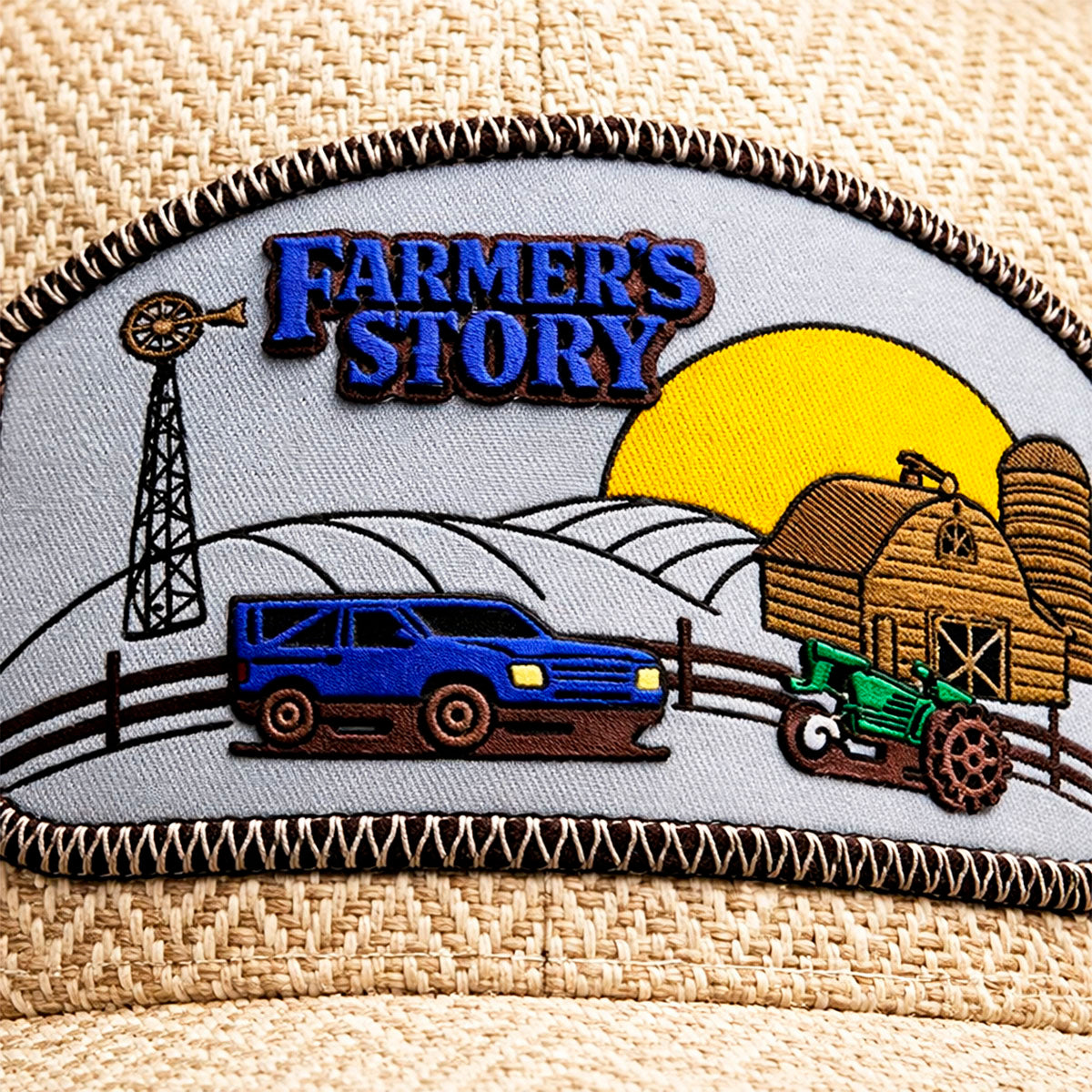 Gorra Barn Blue Trucker Ajustable Estilo Granja Farmer Agro beige