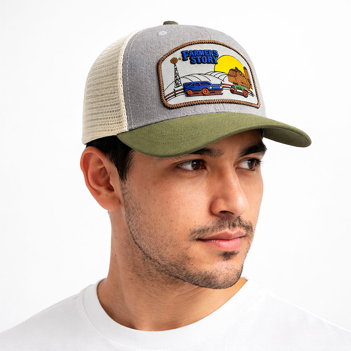 Gorra Barn Blue Trucker Ajustable Estilo Granja Farmer Agro gris