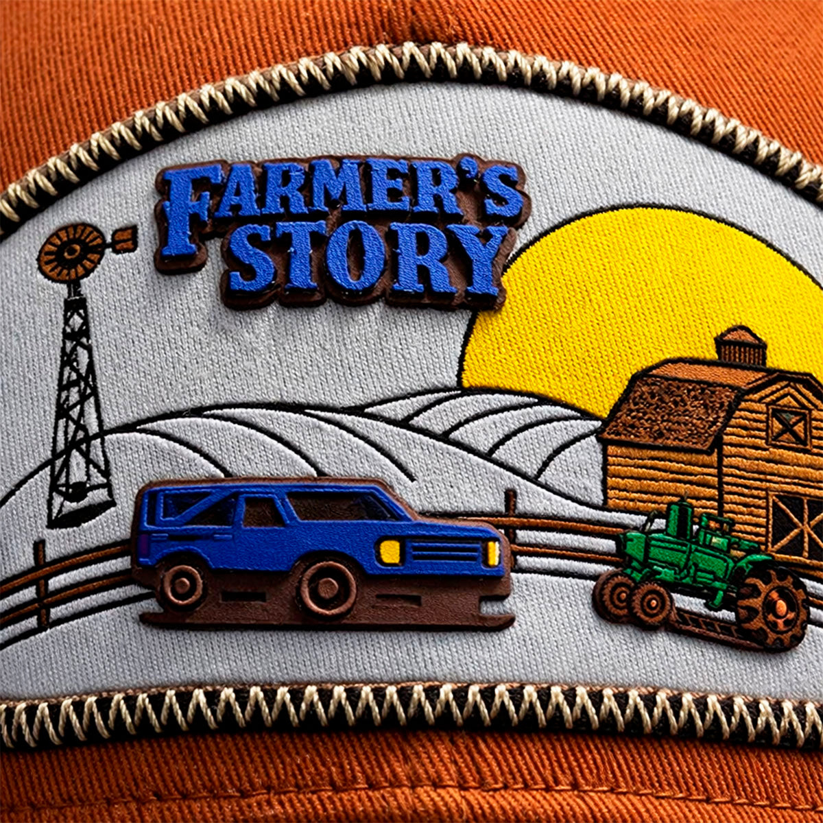 Gorra Barn Blue Trucker Ajustable Estilo Granja Farmer Agro naranja