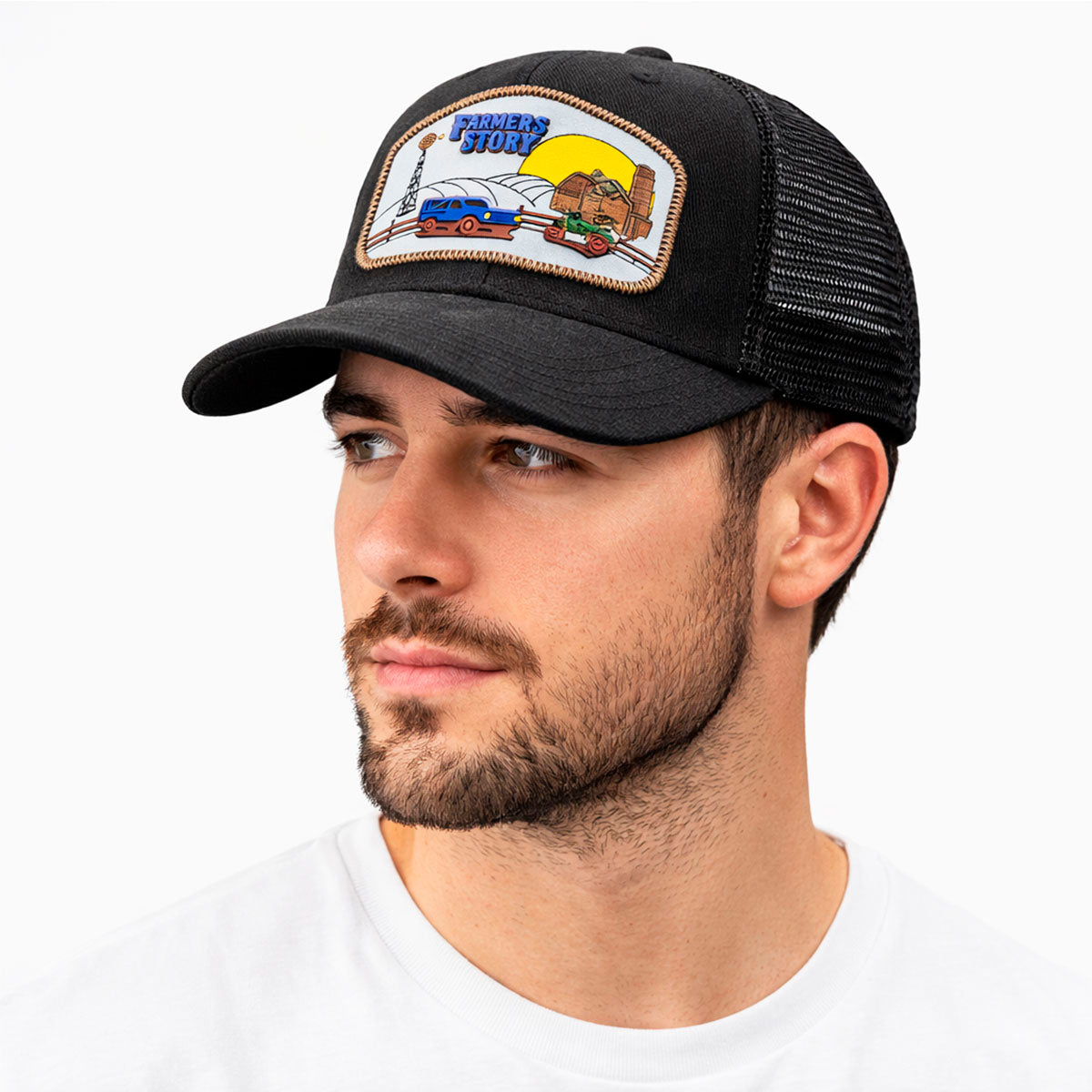 Gorra Barn Blue Trucker Ajustable Estilo Granja Farmer Agro negro