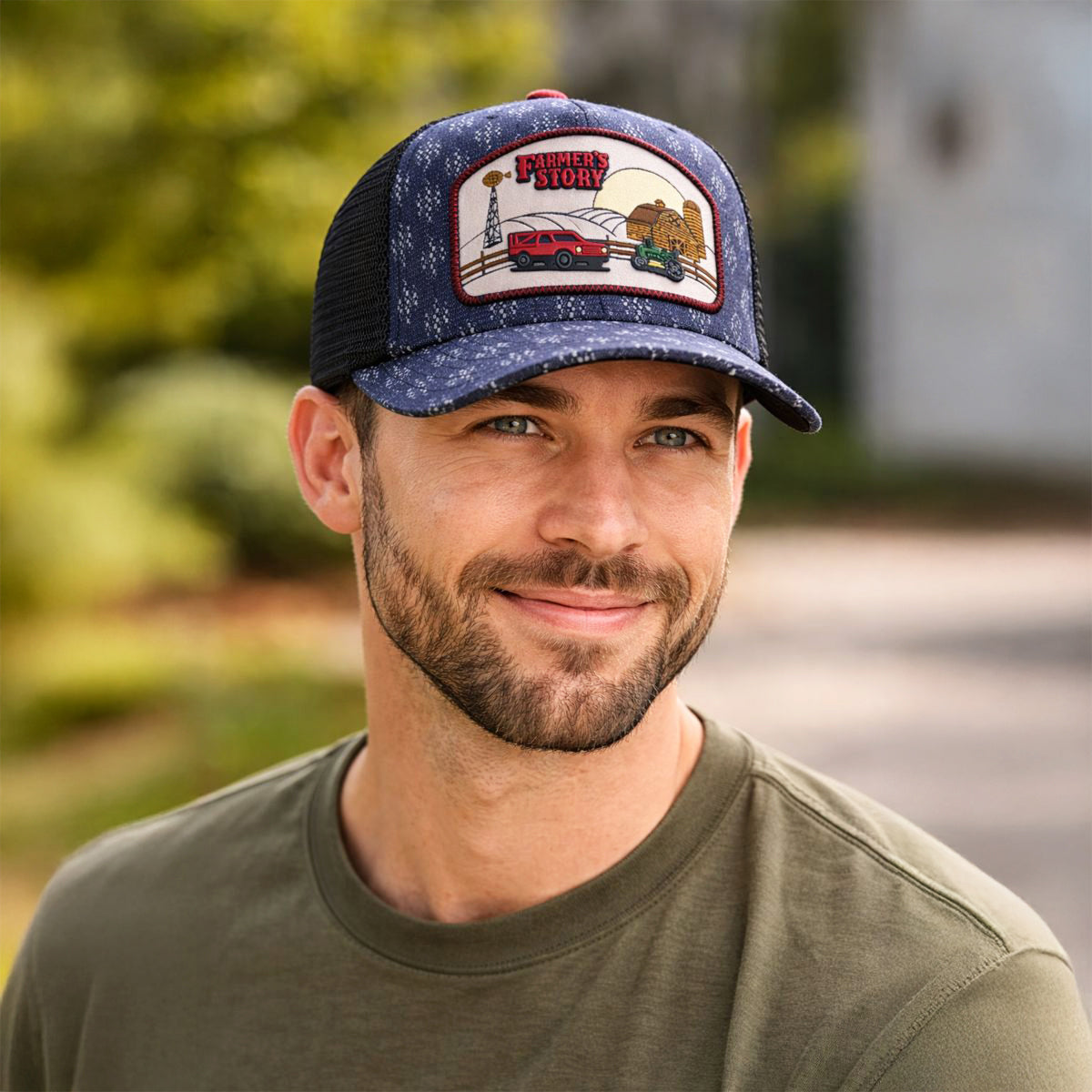 Gorra Barn Red Trucker Ajustable Estilo Granja Farmer Agro azul