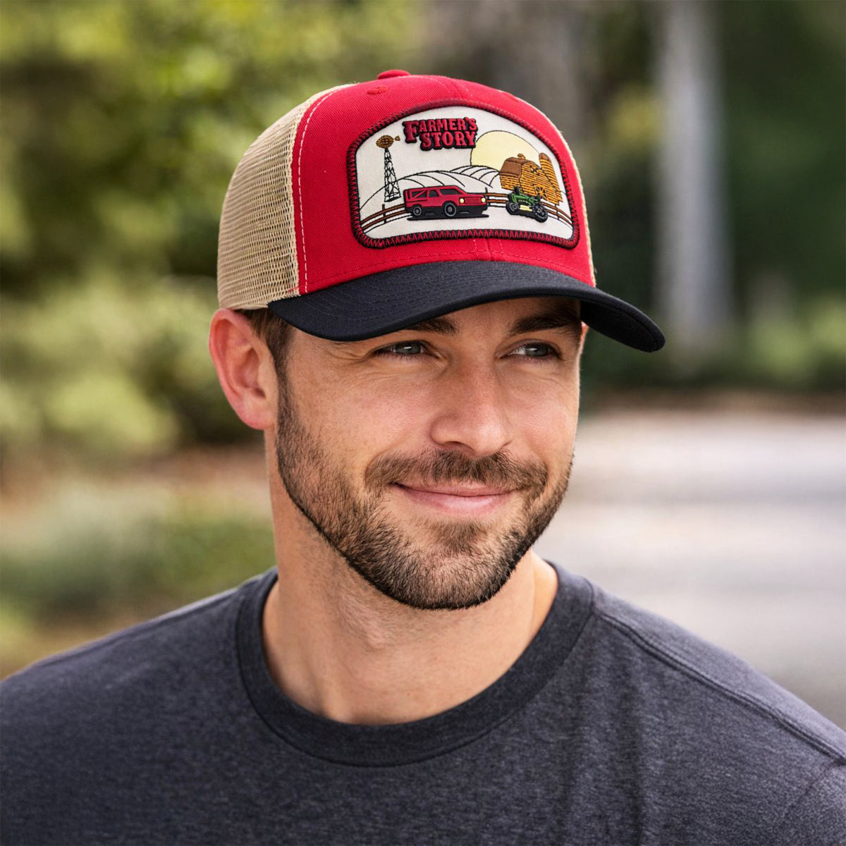 Gorra Barn Red Trucker Ajustable Estilo Granja Farmer Agro beige