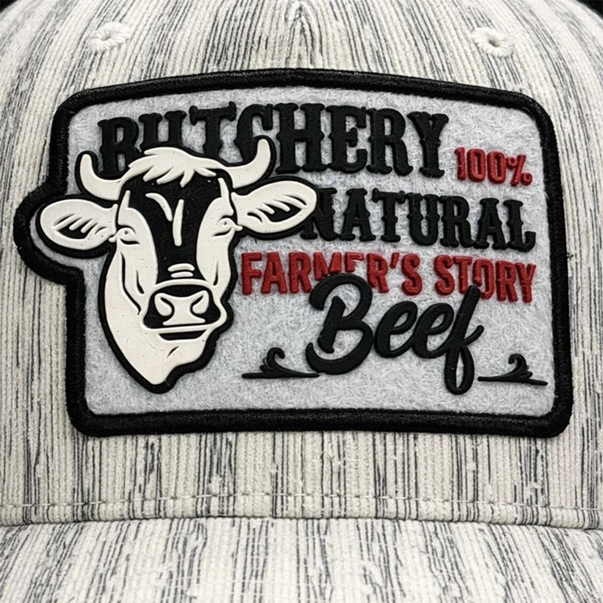 Gorra Knite Farmer Beef Blue Trucker Ganado Ajustable blanco