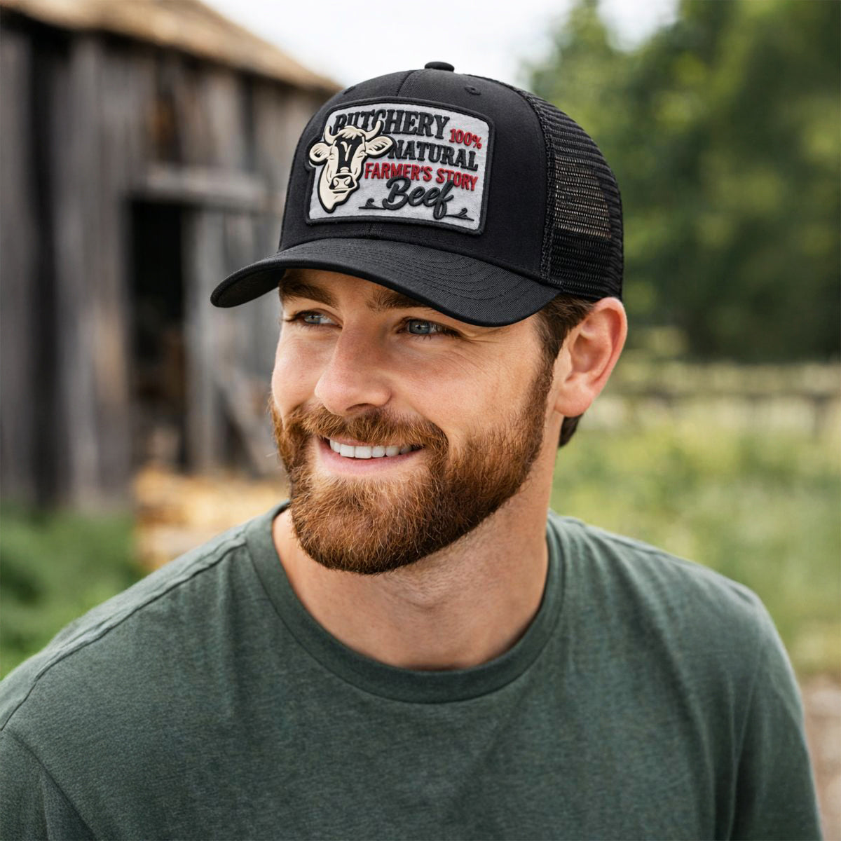 Gorra Trucker Farmer Beef con Parche Bordado