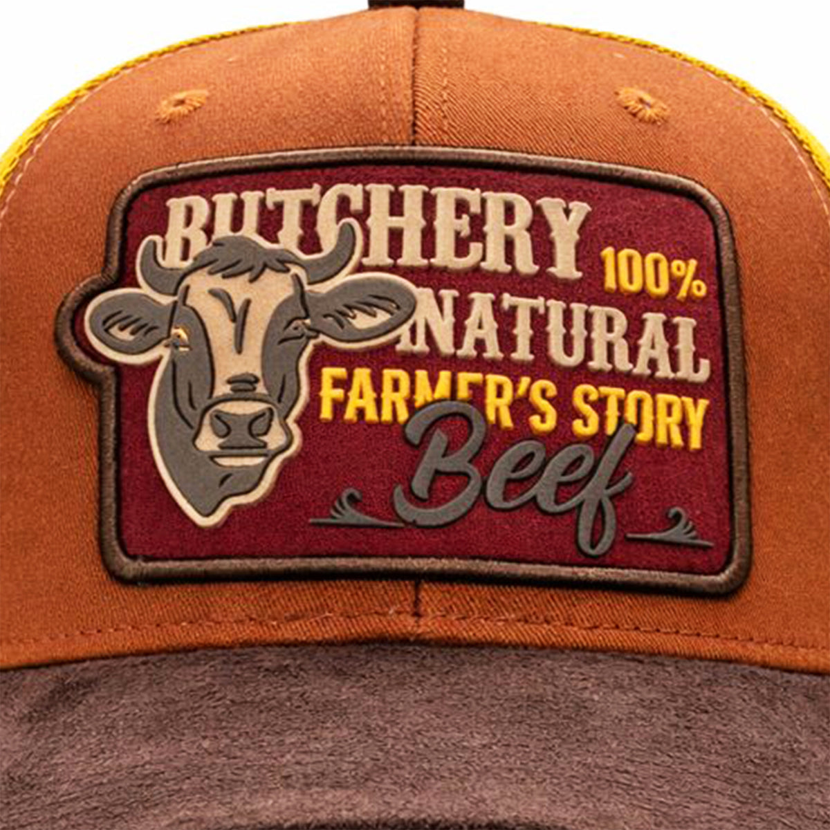 Gorra Knite Farmer Beef Red Trucker Ganado Ajustable naranja