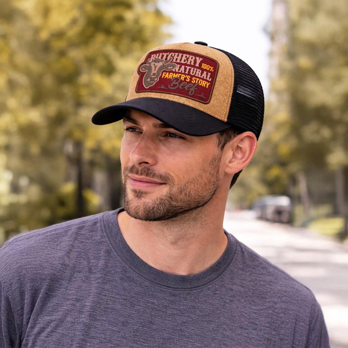 Gorra Knite Farmer Beef Red Trucker Ganado Ajustable negro