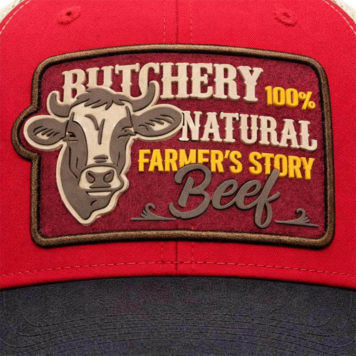 Gorra Knite Farmer Beef Red Trucker Ganado Ajustable rojo