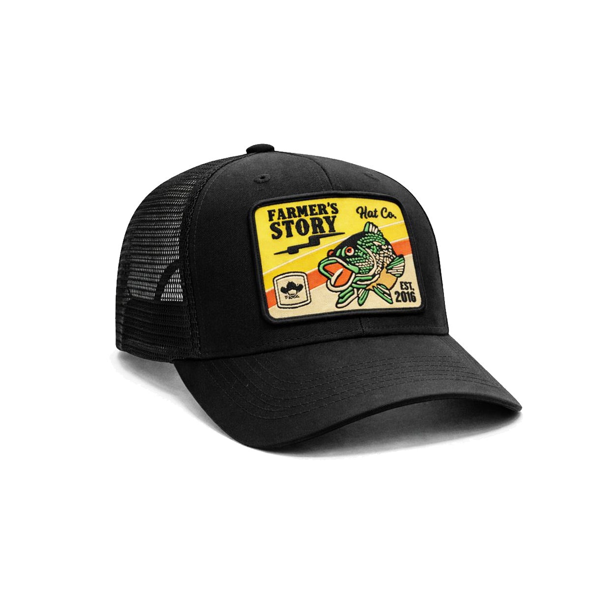 Gorra Knite Farmer Coi Amarillo Trucker Pesca Bass Ajustable negro