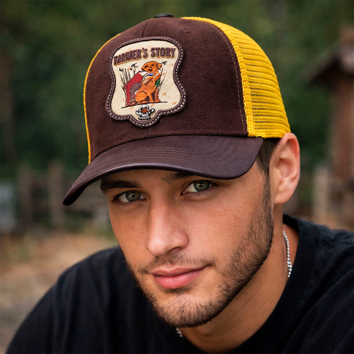 Gorra Knite Farmer Dog Yellow Trucker Ajustable Western amarillo