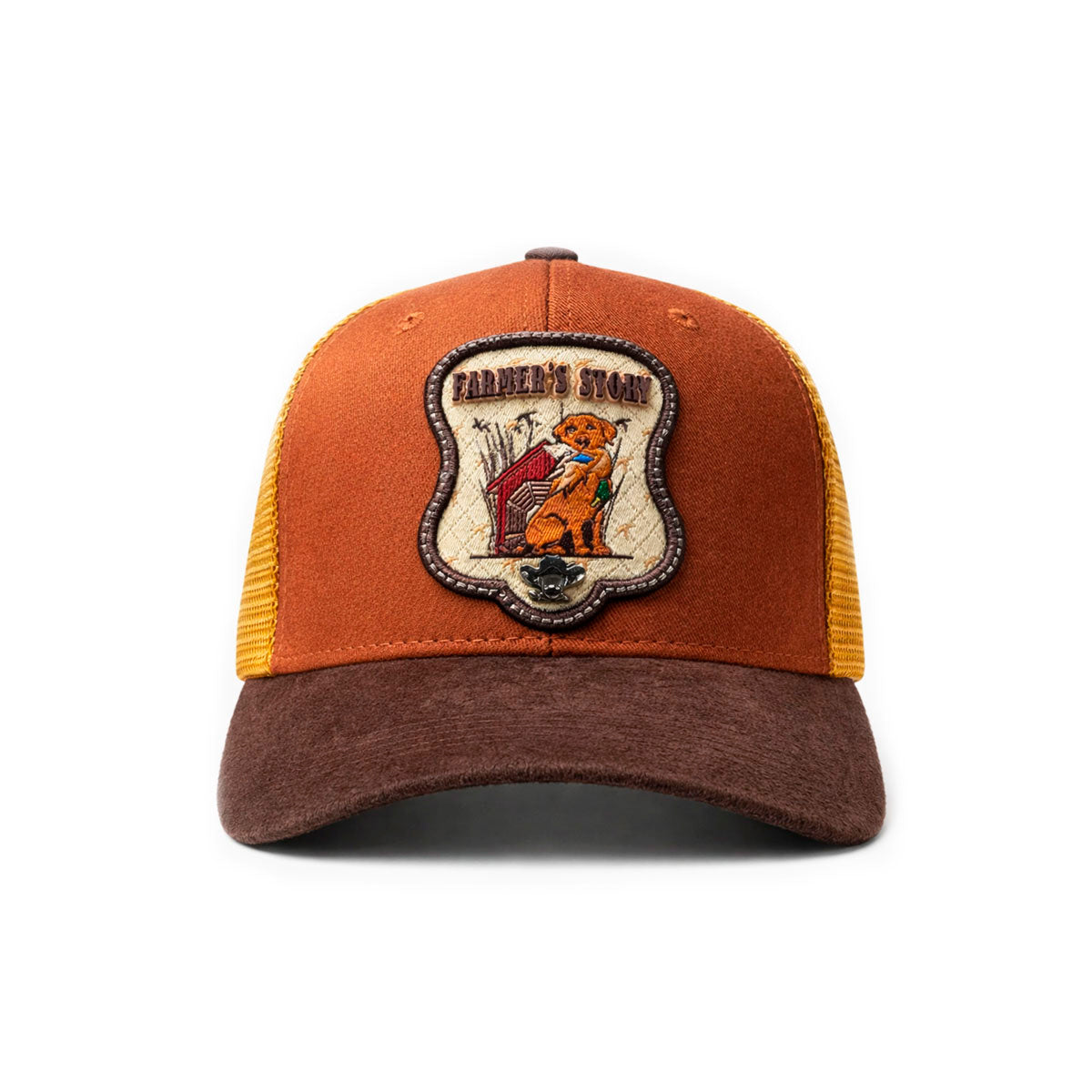 Gorra Knite Farmer Dog Yellow Trucker Ajustable Western naranja