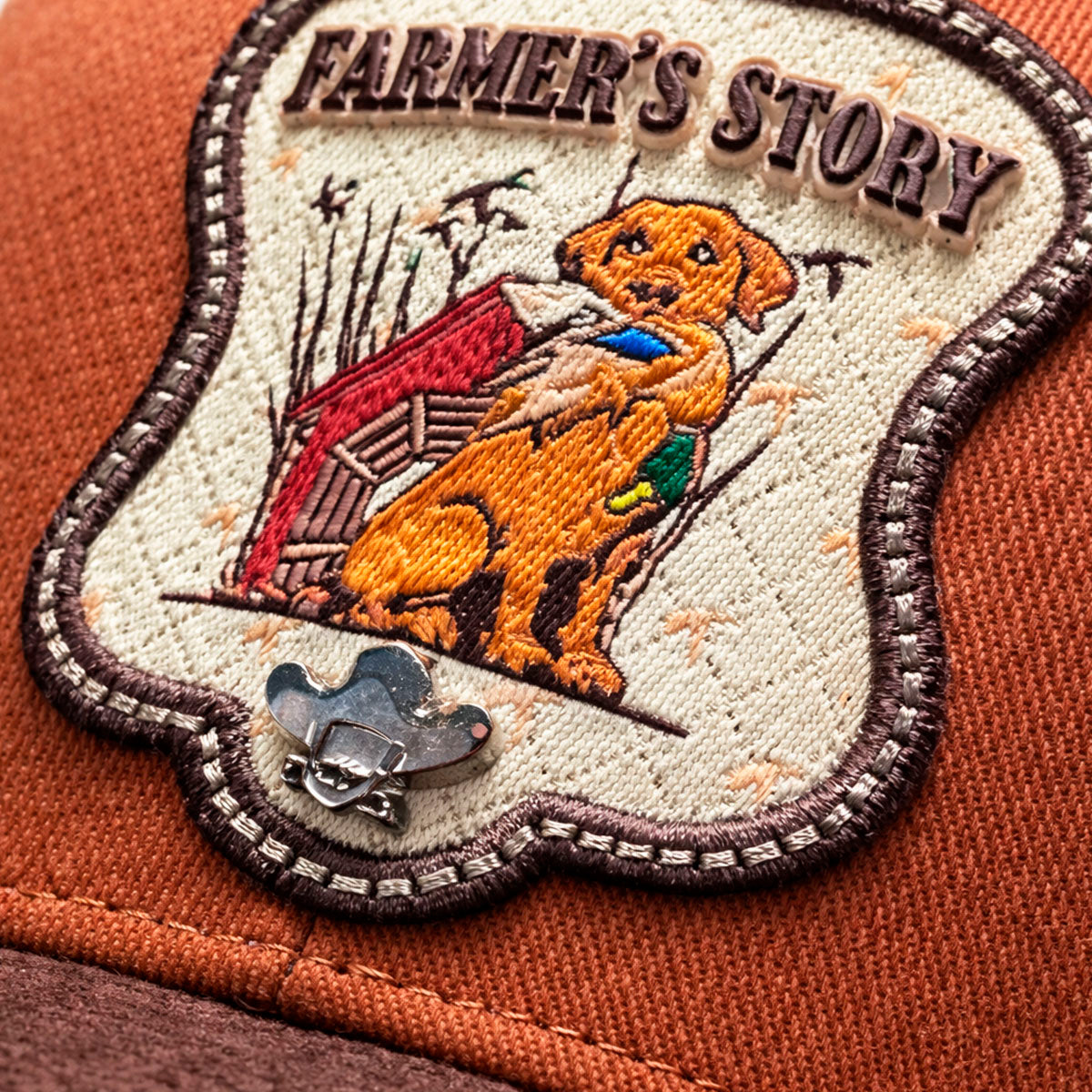 Gorra Knite Farmer Dog Yellow Trucker Ajustable Western naranja