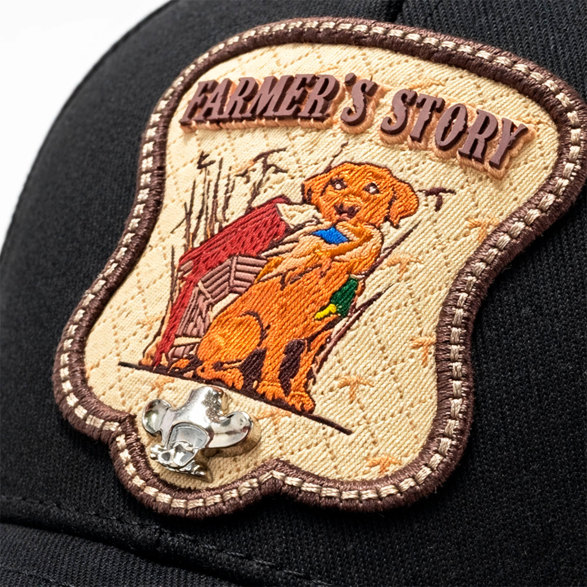 Gorra Knite Farmer Dog Yellow Trucker Ajustable Western negro