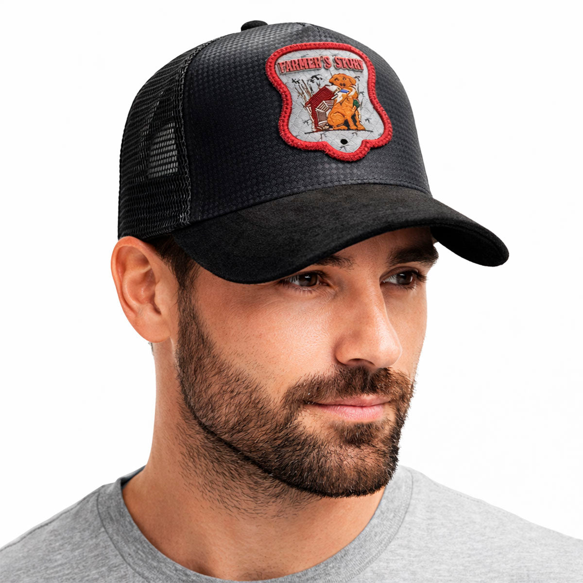 Gorra Knite Farmer Dog Blue Trucker Perro Ajustable Agro negro
