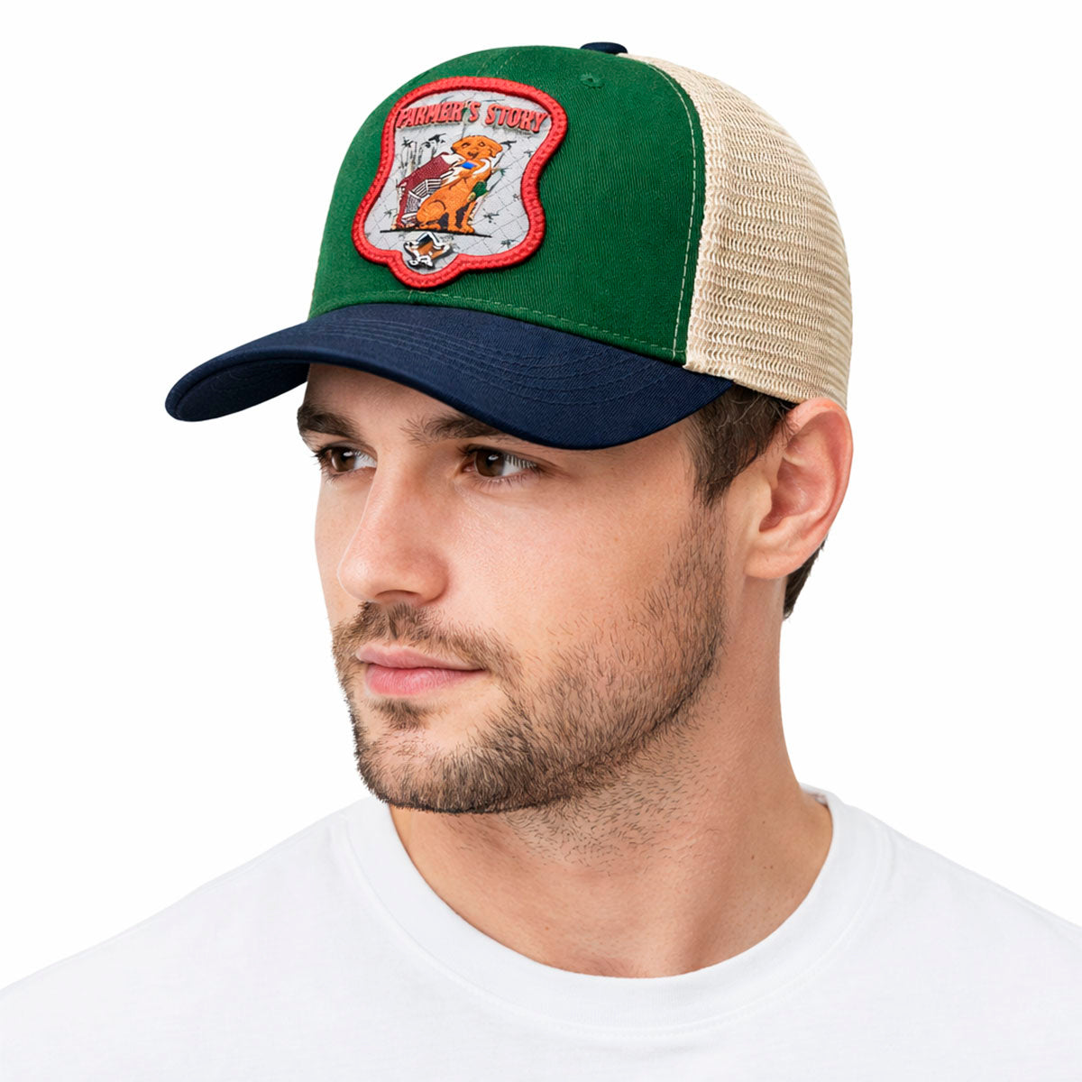 Gorra Knite Farmer Dog Blue Trucker Perro Ajustable Agro verde