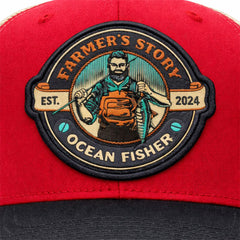 Gorra Knite Farmer Fisher Naranja Trucker Pesca Ocean rojo
