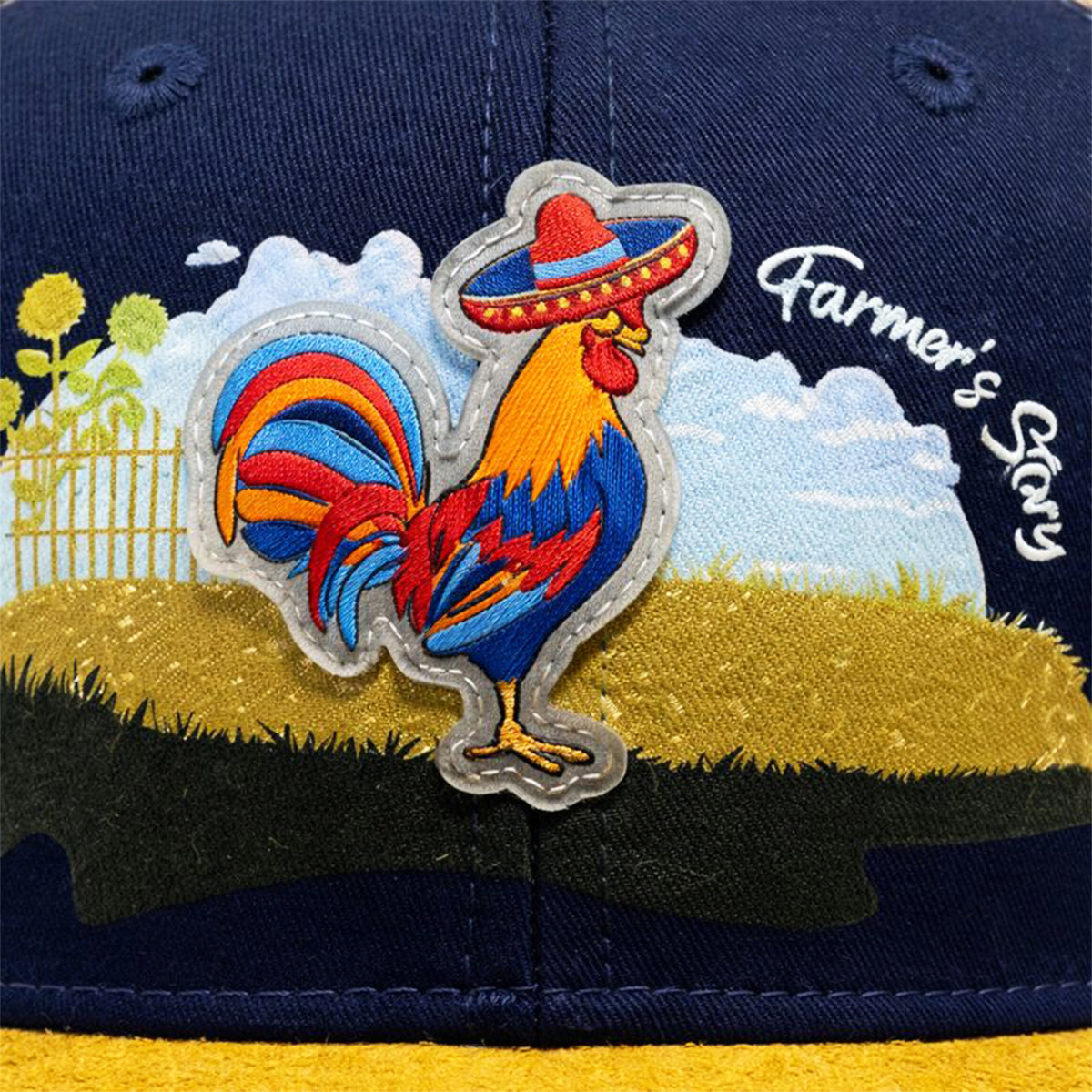 Gorra Knite Farmer Gallo Azul Trucker Agro Ajustable amarillo