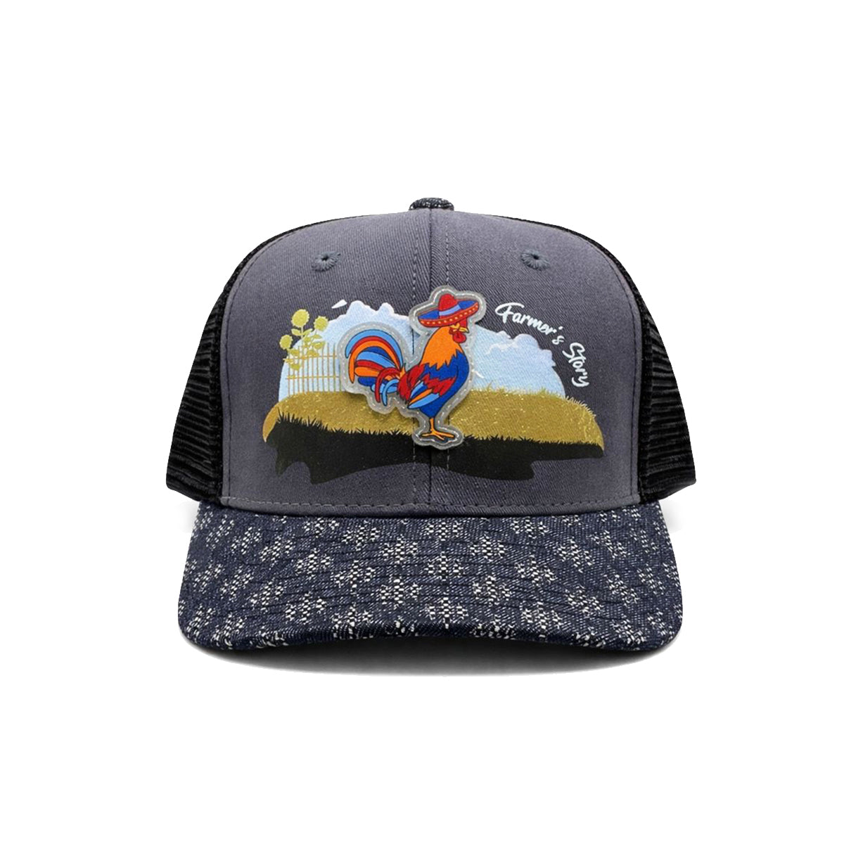 Gorra Knite Farmer Gallo Azul Trucker Agro Ajustable azul