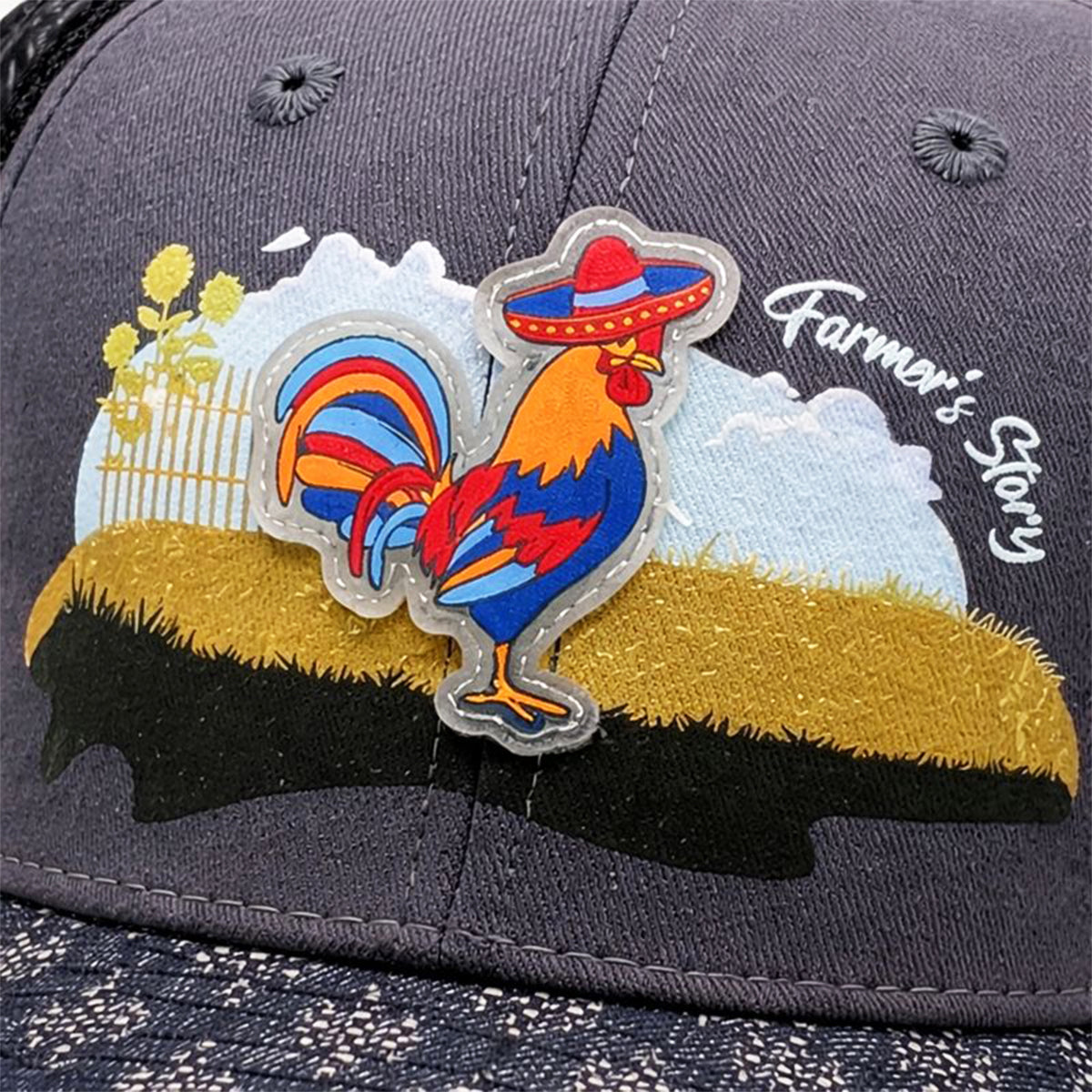 Gorra Knite Farmer Gallo Azul Trucker Agro Ajustable azul