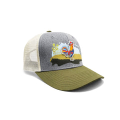 Gorra Knite Farmer Gallo Azul Trucker Agro Ajustable blanco