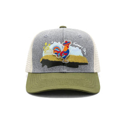Gorra Knite Farmer Gallo Azul Trucker Agro Ajustable blanco