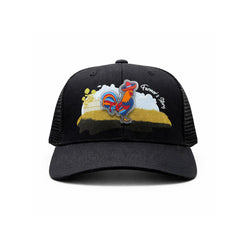 Gorra Knite Farmer Gallo Azul Trucker Agro Ajustable negro