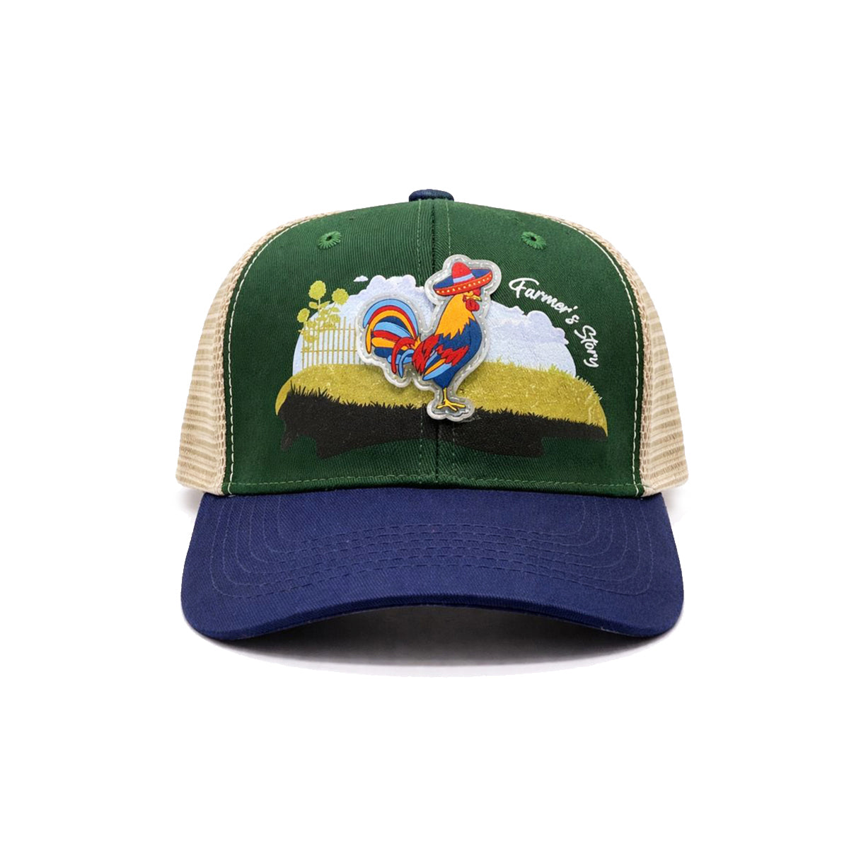 Gorra Knite Farmer Gallo Azul Trucker Agro Ajustable verde
