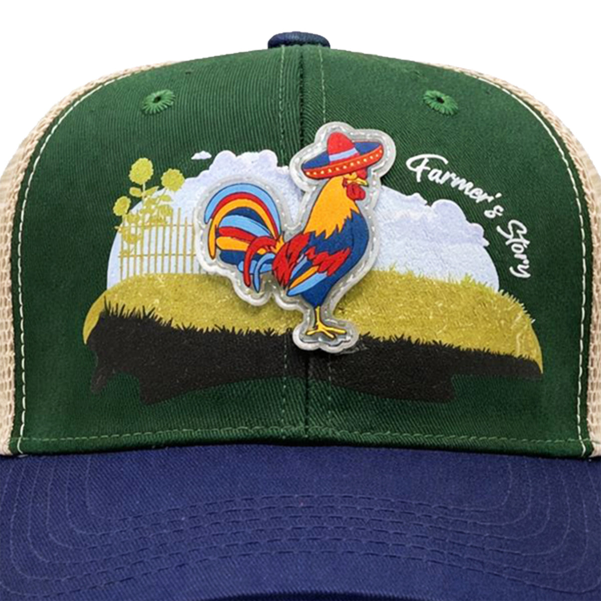 Gorra Knite Farmer Gallo Azul Trucker Agro Ajustable verde