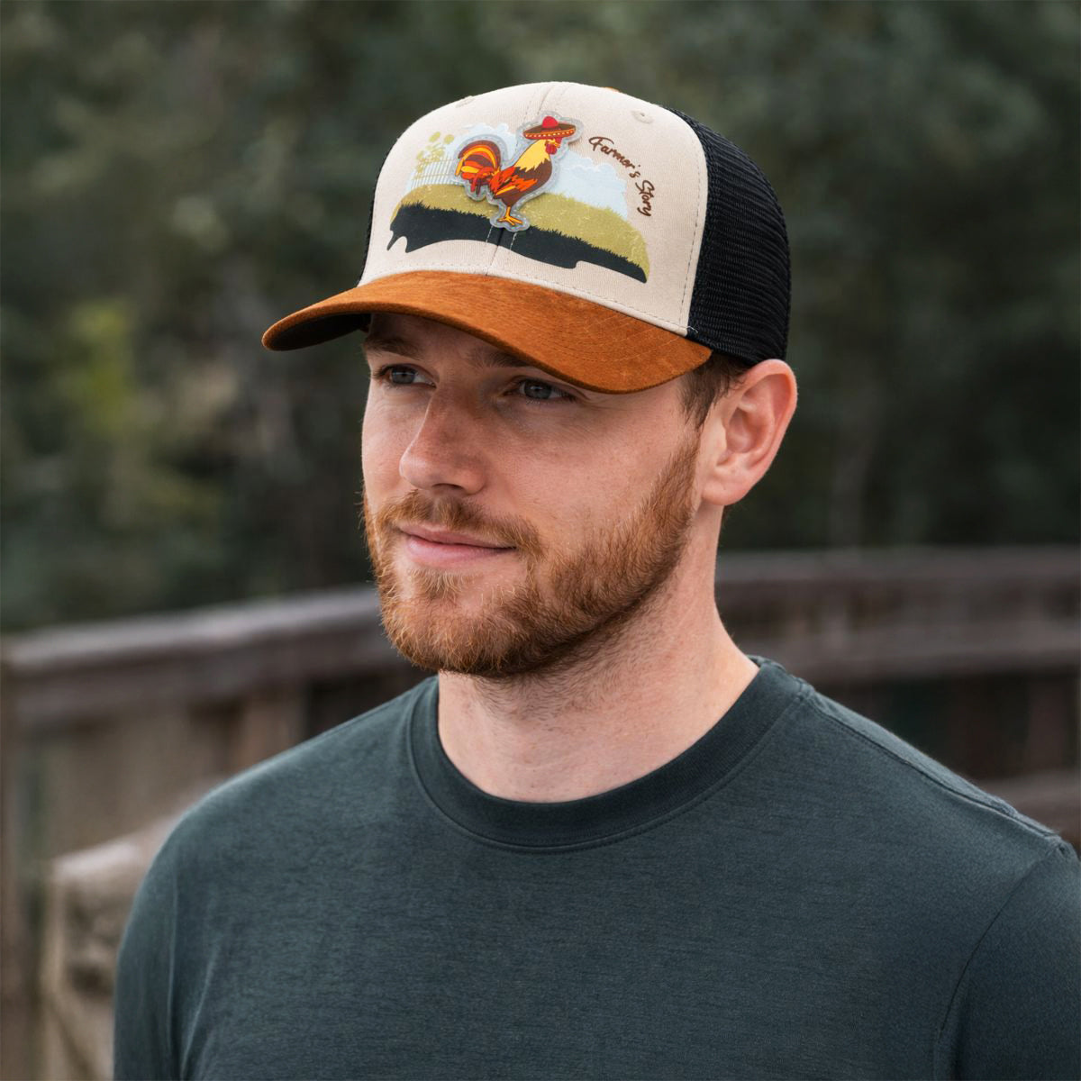 Gorra Knite Farmer Gallo cafe Trucker Agro Ajustable beige