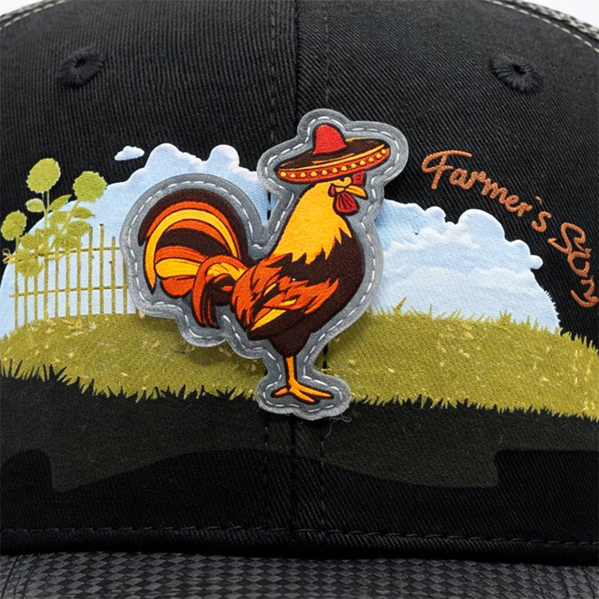 Gorra Knite Farmer Gallo cafe Trucker Agro Ajustable gris